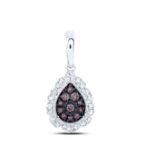 10kt White Gold Womens Round Diamond Teardrop Pendant 1/5 Cttw