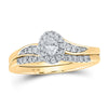 10kt Yellow Gold Oval Diamond Halo Bridal Wedding Ring Band Set 1/3 Cttw