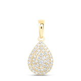 10kt Yellow Gold Womens Round Diamond Teardrop Pendant 3/8 Cttw