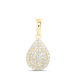 10kt Yellow Gold Womens Round Diamond Teardrop Pendant 3/8 Cttw