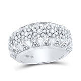 14kt White Gold Mens Round Diamond Band Ring 1-1/2 Cttw