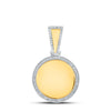 10kt Yellow Gold Mens Round Diamond Picture Memory Circle Charm Pendant 3/8 Cttw