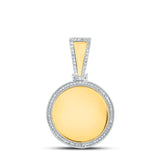 10kt Yellow Gold Mens Round Diamond Picture Memory Circle Charm Pendant 3/8 Cttw
