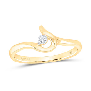 10kt Yellow Gold Womens Round Diamond Solitaire Promise Ring 1/20 Cttw