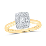 14kt Yellow Gold Emerald Diamond Halo Bridal Wedding Engagement Ring 1/2 Cttw