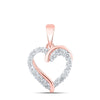 10kt Rose Gold Womens Round Diamond Heart Pendant 1/4 Cttw