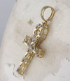 10kt Yellow Gold Mens Round Diamond Ankh Cross Charm Pendant 3/8 Cttw