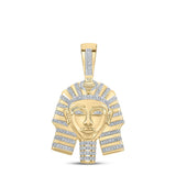 10kt Yellow Gold Mens Round Diamond Pharaoh Charm Pendant 1/2 Cttw