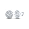 10kt White Gold Womens Round Diamond Cluster Earrings 1-1/2 Cttw