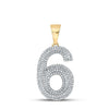 10kt Yellow Gold Mens Round Diamond Number 6 Charm Pendant 5/8 Cttw