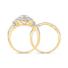 10kt Yellow Gold Round Diamond Cluster Bridal Wedding Ring Band Set 1/5 Cttw