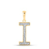 10kt Yellow Gold Womens Round Diamond Initial I Letter Pendant 1/20 Cttw