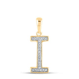 10kt Yellow Gold Womens Round Diamond Initial I Letter Pendant 1/20 Cttw