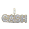 10kt Two-tone Gold Mens Baguette Diamond CASH Phrase Charm Pendant 7-1/3 Cttw