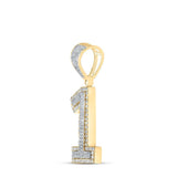 10kt Two-tone Gold Mens Round Diamond Number 1 Charm Pendant 5/8 Cttw