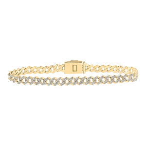 10kt Yellow Gold Mens Round Diamond Curb Link Link Bracelet 3 Cttw