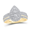 10kt Yellow Gold Womens Round Diamond Teardrop Ring 1 Cttw