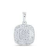 10kt White Gold Womens Round Diamond Square Pendant 1/3 Cttw