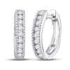 14kt White Gold Womens Round Diamond Hoop Earrings 1/4 Cttw