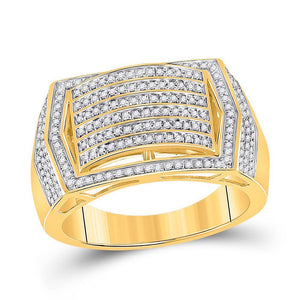 10kt Yellow Gold Mens Round Diamond Cluster Ring 5/8 Cttw