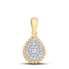 10kt Yellow Gold Womens Round Diamond Teardrop Cluster Pendant 1/8 Cttw