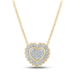 10kt Yellow Gold Womens Round Diamond Heart Pendant 1/5 Cttw