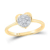 10kt Yellow Gold Womens Round Diamond Heart Ring 1/4 Cttw