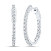 14kt White Gold Womens Round Diamond Inside Outside Hoop Earrings 2 Cttw