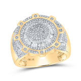 10kt Yellow Gold Mens Baguette Diamond Circle Ring 1 Cttw