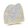 10kt Two-tone Gold Mens Baguette Diamond Y Initial Letter Ring 7-1/2 Cttw