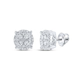 10kt White Gold Womens Round Diamond Cluster Earrings 1/2 Cttw