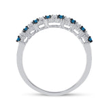 10kt White Gold Womens Round Blue Color Enhanced Diamond Band Ring 1/4 Cttw
