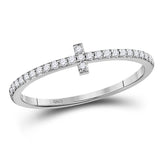 10kt White Gold Womens Round Diamond Cross Stackable Band Ring 1/6 Cttw