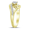 10kt Yellow Gold Womens Round Diamond Swirl Flower Cluster Ring 1/4 Cttw