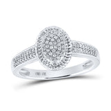 10kt White Gold Womens Round Diamond Oval Ring 1/5 Cttw