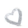 10kt White Gold Womens Round Diamond Heart Pendant 1/10 Cttw