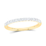 14kt Yellow Gold Womens Round Diamond Wedding Single Row Band 1/6 Cttw