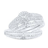 10kt White Gold His Hers Round Diamond Halo Matching Wedding Set 1 Cttw