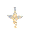 10kt Yellow Gold Mens Round Diamond Angel Cherub Charm Pendant 1/2 Cttw