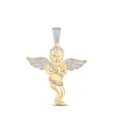 10kt Yellow Gold Mens Round Diamond Angel Cherub Charm Pendant 1/2 Cttw