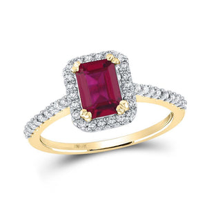 10kt Yellow Gold Womens Emerald Synthetic Ruby Solitaire Ring 1-3/4 Cttw