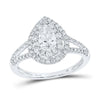 14kt White Gold Pear Diamond Halo Bridal Wedding Engagement Ring 1-1/5 Cttw
