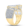 10kt Two-tone Gold Mens Round Diamond Initial A Letter Ring 1-1/4 Cttw