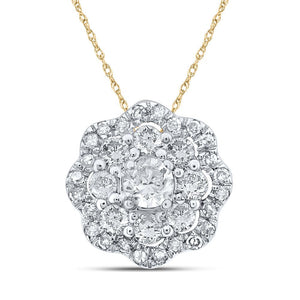 10kt Yellow Gold Womens Round Diamond Cluster Pendant 1/4 Cttw