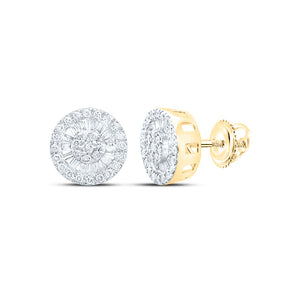 10kt Yellow Gold Womens Baguette Diamond Cluster Earrings 1/3 Cttw
