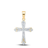 10kt Yellow Gold Womens Round Diamond Cross Pendant 1/3 Cttw