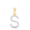 10kt Yellow Gold Womens Round Diamond S Initial Letter Pendant 1/10 Cttw