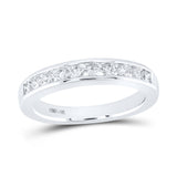 14kt White Gold Womens Round Diamond Wedding Channel Set Band 1/2 Cttw