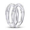 14kt White Gold Womens Round Diamond Wedding Wrap Ring Guard Enhancer 3/8 Cttw