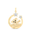 10kt Yellow Gold Womens Round Diamond Bear Crescent Moon Animal Pendant 1/12 Cttw